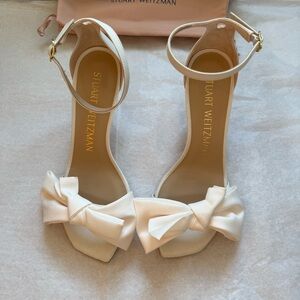 Stuart Weitzman Ivory Bow Ankle Strap Heel 75mm Size 8B – Bridal